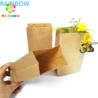 Food Grade Kertas Kraft Tas Bawah Datar Biodegradable Grease Proof Snack Packaging