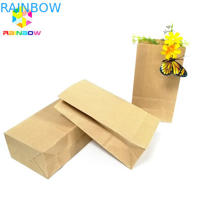 Food Grade Kertas Kraft Tas Bawah Datar Biodegradable Grease Proof Snack Packaging