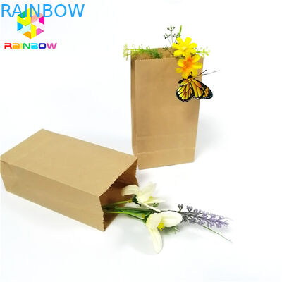 Food Grade Kertas Kraft Tas Bawah Datar Biodegradable Grease Proof Snack Packaging