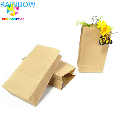Food Grade Kertas Kraft Tas Bawah Datar Biodegradable Grease Proof Snack Packaging