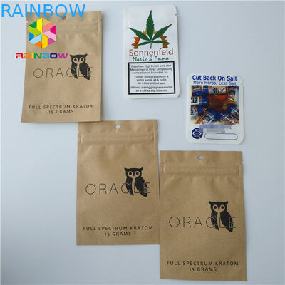 Kertas Kraft Weed Bags Foil Pouch Kemasan Ziplock Aluminium Foil Untuk 1/4 Gram Powder