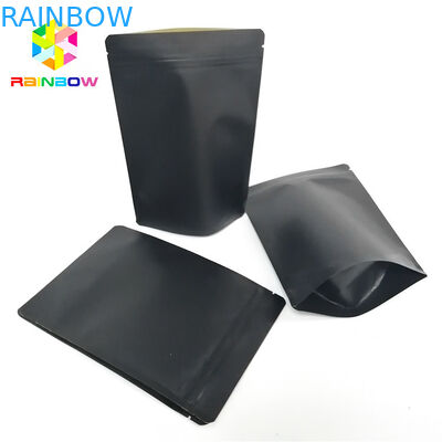 Black Kraft Paper Bag Packaging Logo Kustom Stand Up Pouch Zip Lock Dapat Didaur Ulang