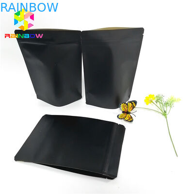 Black Kraft Paper Printing Kantong Kertas Khusus Food Grade Laminated Self Stand Pouch