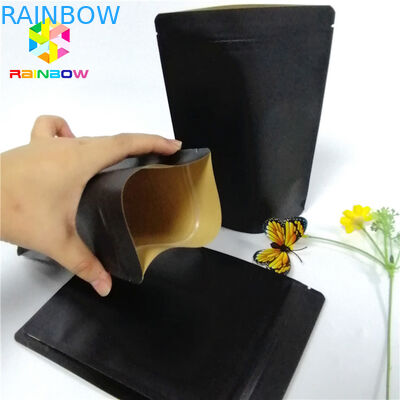 Black Kraft Paper Printing Kantong Kertas Khusus Food Grade Laminated Self Stand Pouch