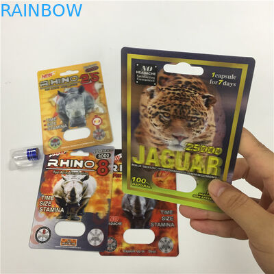 RHINO 8/11/25 Tampilan Blister Card Packing Laki-laki Peningkatan Kinerja Pil 3d Kontainer Kosong