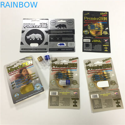 RHINO 8/11/25 Tampilan Blister Card Packing Laki-laki Peningkatan Kinerja Pil 3d Kontainer Kosong