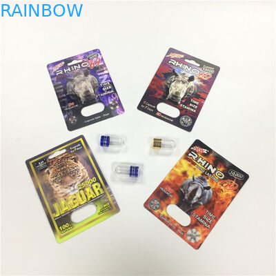 RHINO 8/11/25 Tampilan Blister Card Packing Laki-laki Peningkatan Kinerja Pil 3d Kontainer Kosong