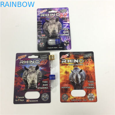 RHINO 8/11/25 Tampilan Blister Card Packing Laki-laki Peningkatan Kinerja Pil 3d Kontainer Kosong