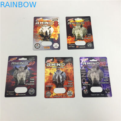 RHINO 8/11/25 Tampilan Blister Card Packing Laki-laki Peningkatan Kinerja Pil 3d Kontainer Kosong
