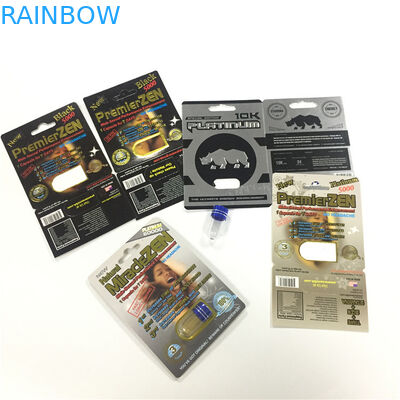 RHINO 8/11/25 Tampilan Blister Card Packing Laki-laki Peningkatan Kinerja Pil 3d Kontainer Kosong