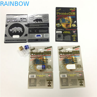 RHINO 8/11/25 Tampilan Blister Card Packing Laki-laki Peningkatan Kinerja Pil 3d Kontainer Kosong