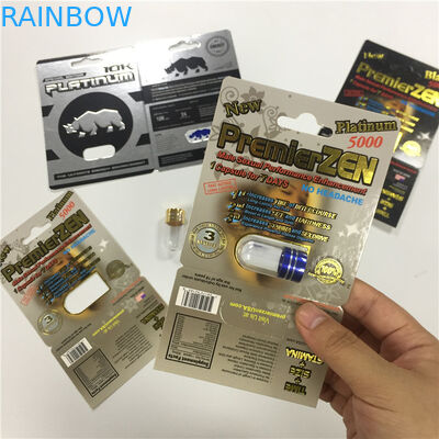 RHINO 8/11/25 Tampilan Blister Card Packing Laki-laki Peningkatan Kinerja Pil 3d Kontainer Kosong