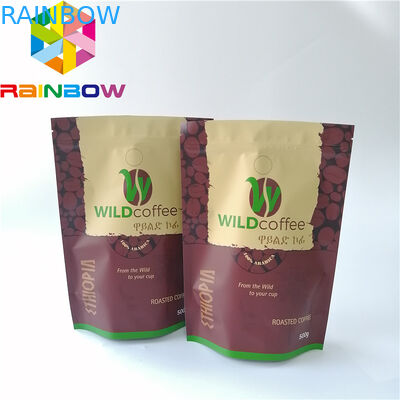Rainbow Custom Plastik Stand Up Pouch Tas Kopi Top Zip Up Dengan Ziplock Dengan Katup