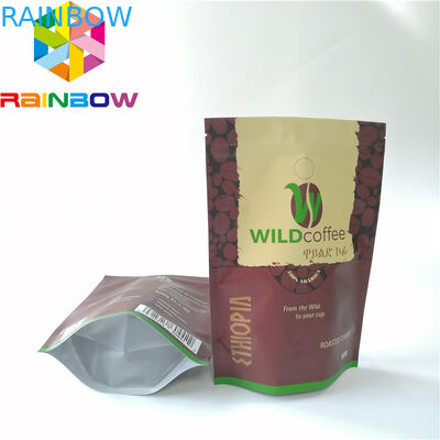 Rainbow Custom Plastik Stand Up Pouch Tas Kopi Top Zip Up Dengan Ziplock Dengan Katup