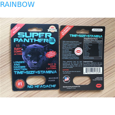 Kemasan Kartu Kertas Daur Ulang Panther Rhino 25k Male Enhancement Pill Pack
