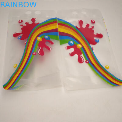 Tas Gusset Bawah Jus Susu Yang Jelas, Kantong Foil Stand Up Tahan Lama Dengan Pegangan