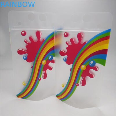 Tas Gusset Bawah Jus Susu Yang Jelas, Kantong Foil Stand Up Tahan Lama Dengan Pegangan