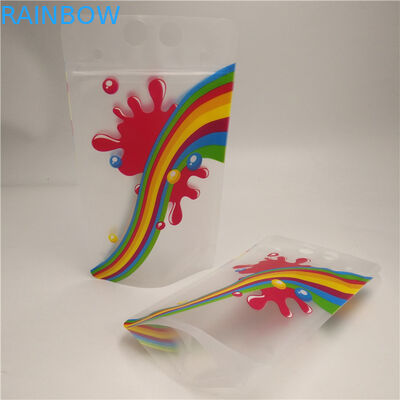 Tas Gusset Bawah Jus Susu Yang Jelas, Kantong Foil Stand Up Tahan Lama Dengan Pegangan