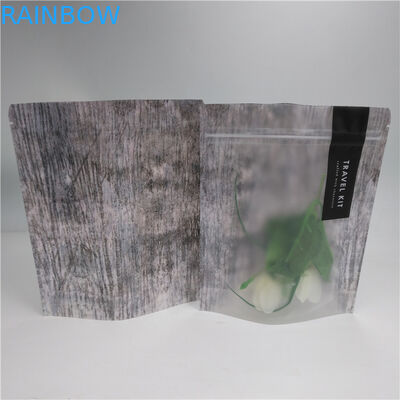 Zip Lock Bottom Gu Kosmetik Kemasan Plastik Stand Mylar Pouch Dengan Clear Depan