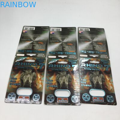 Badak 7 5000 Kapsul Kartu Blister Kemasan Kotak Kertas 3D Laki-laki Seksual Pills Tampilan