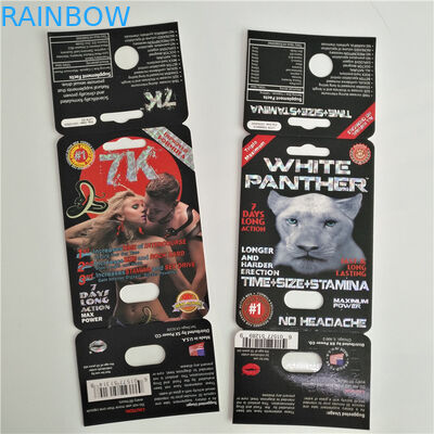7K Panther Seksual Pil Kemasan Kartu Peningkatan Wanita Logo Kustom Dengan Kotak Display