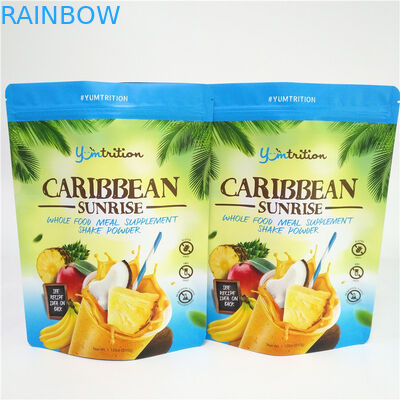 Kemasan Makanan yang Dapat Ditutup Kembali Aluminium Foil Kantong Plastik Doypack Suplemen Bubuk Dengan Ritsleting