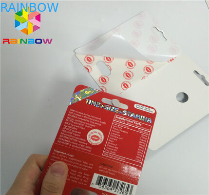 Slide Blister Insert Card Male Enhancement Pills Packing Permukaan 3D