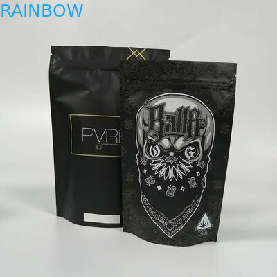 Medical Cbd Plastic Pouches Packaging Bau Bukti 1 / 4oz 1 / 2oz 1oz Dengan Jendela / Ritsleting