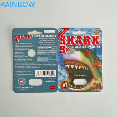 Kertas Blister Kartu Kemasan Laki-laki Enhancement Pills Pack Dengan Peluru Plastik