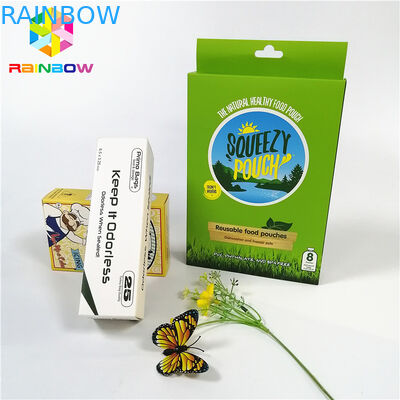 Desain logo kustom dapat didaur ulang dicetak UV Hot stamping kotak kartu kertas dengan lubang menggantung untuk hadiah kosmetik