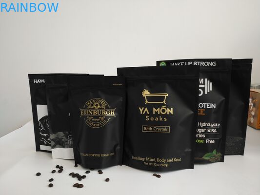 Gravure Printing Aluminium Foil Bags, Ground Coffee Stand Up Zipper Bags Dengan Valve