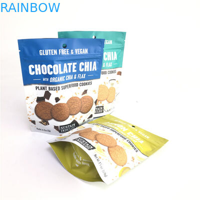 Biodegradable Stand Up Zipper Bags Kustom Gravure Printing Untuk Kemasan Makanan