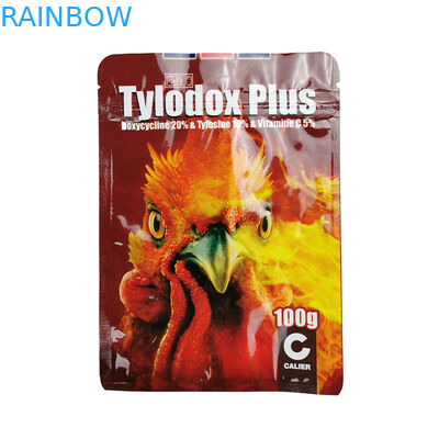 Tiga Sisi Penyegelan Aluminium Foil Bag Matte 100g Teh / Pakan Ayam Kemasan Pet