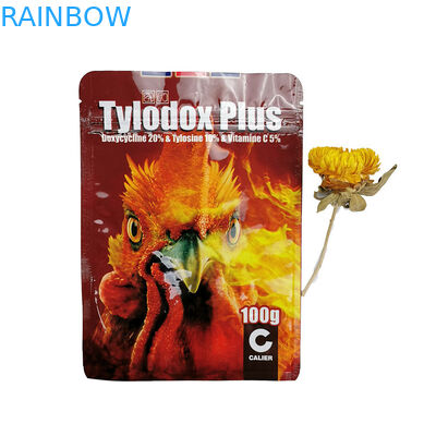 Tiga Sisi Penyegelan Aluminium Foil Bag Matte 100g Teh / Pakan Ayam Kemasan Pet