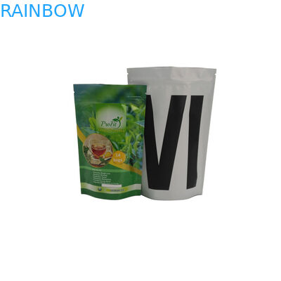 Kosong Ziplock Stand Up Aluminium Foil Plastic Bag Reusable Panas Disegel Teh Organik Hijau