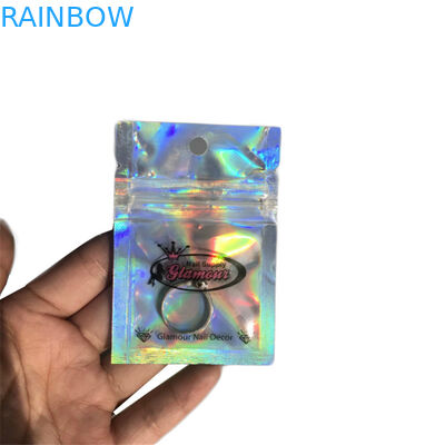 Kantong Plastik Glossy Foil Kemasan Kustom Ziplock Hologrphic Untuk Makanan Permen