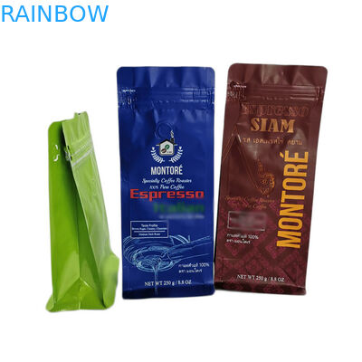 Glossy Surface Tea Bags Kemasan 250g Coffee Bags Kotak Bawah Datar Pouch Heat Seal