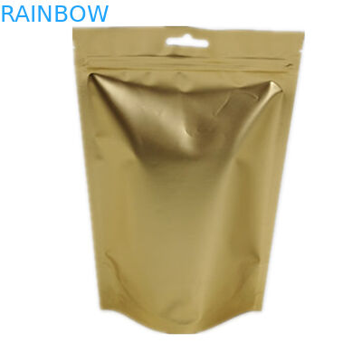 Plastik yang Dapat Ditutup Kembali Stand Up Pouch Coffee Packing Bags Emas Aluminium Foil