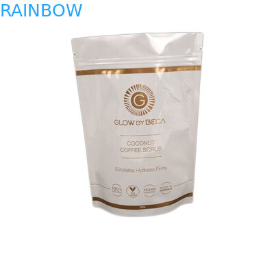 White Scrub Finish Body Glossy 150 Micron Stand Up Zipper Pouch