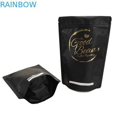 Hitam Matte Permukaan Foil Berjajar Kopi Stand Up Foil Pouch Packaging