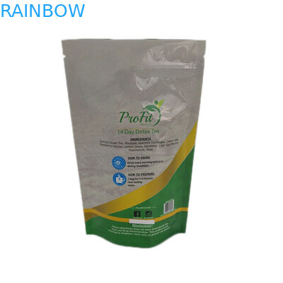 Cetak Kustom Ditutup Kembali Glossy Finish Kantong Teh Kemasan