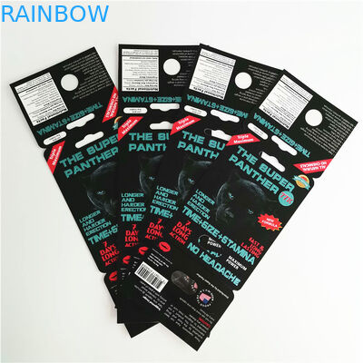 Badak 69 perangkat tambahan pria pil pil kemasan 3d kartu blister seksual untuk tampilan