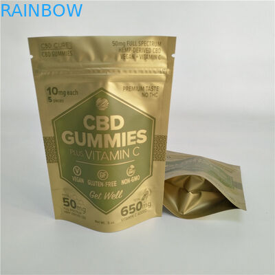 Digital Printing Matte Gold Stand Up Zipper Pouch Small Proof Mylar Bag Untuk Gulma