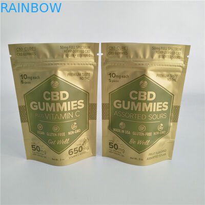 Digital Printing Matte Gold Stand Up Zipper Pouch Small Proof Mylar Bag Untuk Gulma