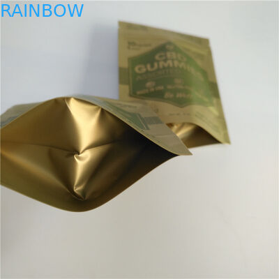 Digital Printing Matte Gold Stand Up Zipper Pouch Small Proof Mylar Bag Untuk Gulma