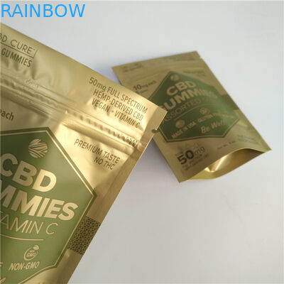 Digital Printing Matte Gold Stand Up Zipper Pouch Small Proof Mylar Bag Untuk Gulma