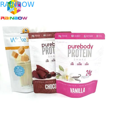 Kantong berdiri yang dapat digunakan kembali dengan kemasan penyimpanan makanan ziplock kantong ritsleting tas cetak tipe datar