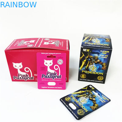 Kartu kotak kertas Pink Pussycat Embossing Hot stamping peningkatan sensual kemasan blister kartu tampilan kemasan
