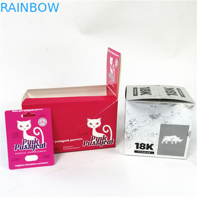 Kartu kotak kertas Pink Pussycat Embossing Hot stamping peningkatan sensual kemasan blister kartu tampilan kemasan