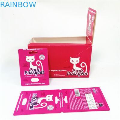 Hot Sale Male Capsule Enhancement Pills Packaging Card Box Printing Pink Pussycat Paper Card Promotion